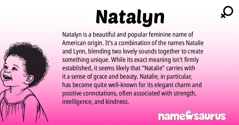 Infographic about Natalyn name meaning, Natalyn is a name from American origin(s).