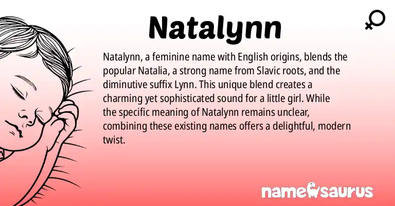 Infographic about Natalynn name meaning, Natalynn is a name from English origin(s).