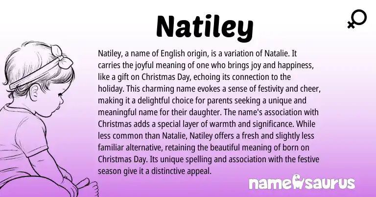 Infographic about Natiley name meaning, Natiley is a name from English, American origin(s).