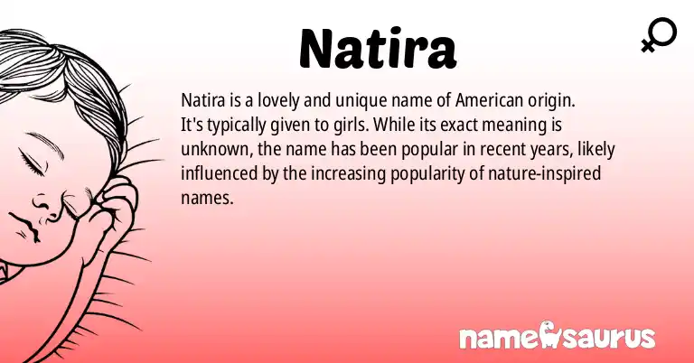 Infographic about Natira name meaning, Natira is a name from American origin(s).