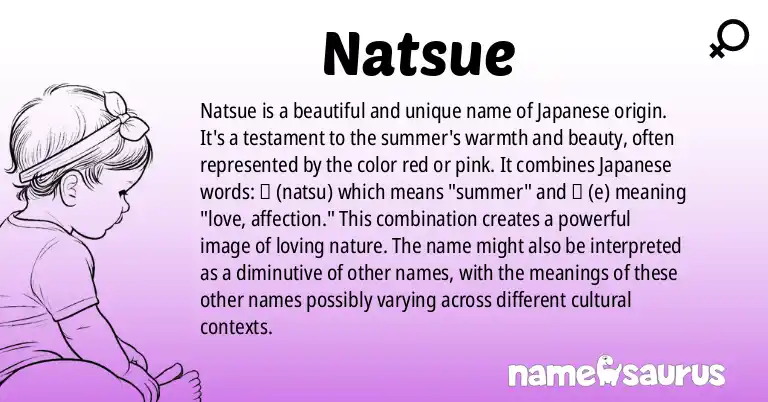 Infographic about Natsue name meaning, Natsue is a name from Japanese origin(s).