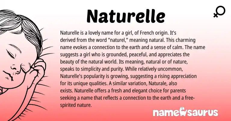 Infographic about Naturelle name meaning, Naturelle is a name from French origin(s).