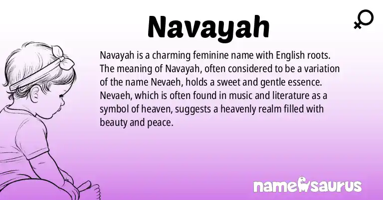Infographic about Navayah name meaning, Navayah is a name from English origin(s).