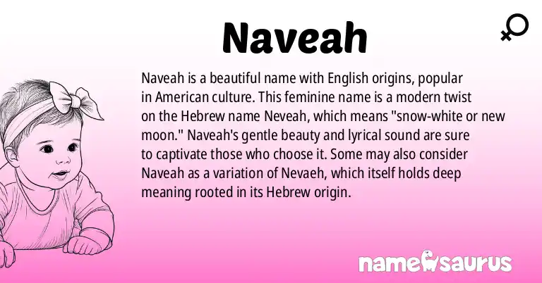 Infographic about Naveah name meaning, Naveah is a name from English (American) origin(s).