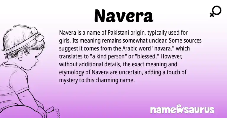 Infographic about Navera name meaning, Navera is a name from Pakistani origin(s).