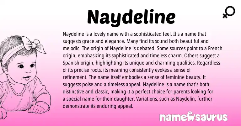 Infographic about Naydeline name meaning, Naydeline is a name from French origin(s).