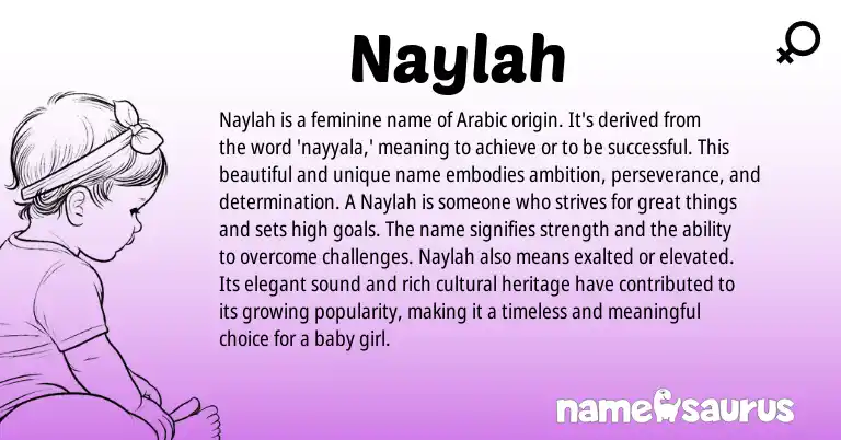 Infographic about Naylah name meaning, Naylah is a name from Arabic origin(s).