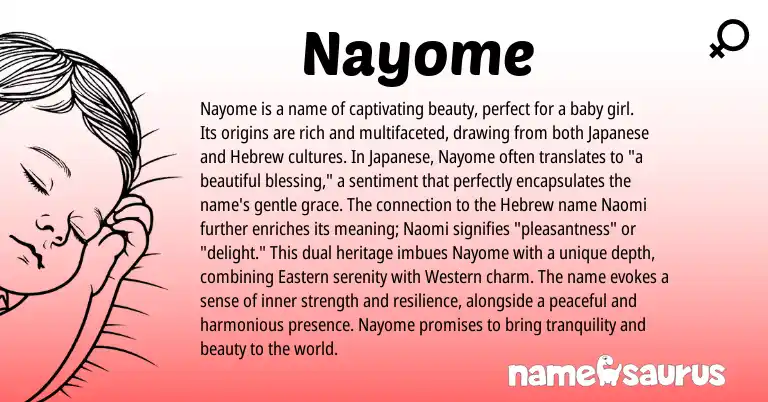 Infographic about Nayome name meaning, Nayome is a name from Japanese origin(s).
