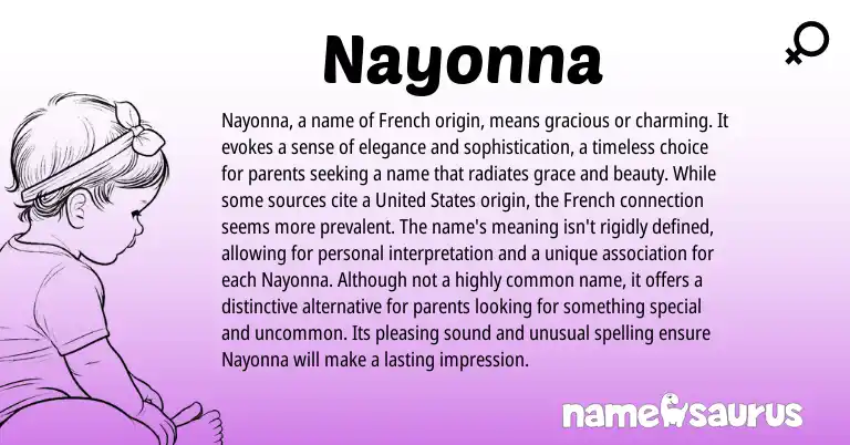 Infographic about Nayonna name meaning, Nayonna is a name from French origin(s).