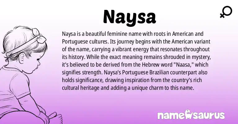 Infographic about Naysa name meaning, Naysa is a name from American, Portuguese (Brazilian) origin(s).