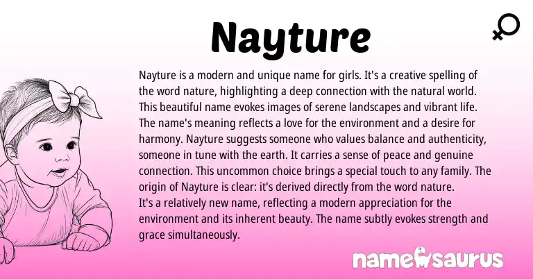 Infographic about Nayture name meaning, Nayture is a name from English origin(s).