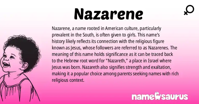 Infographic about Nazarene name meaning, Nazarene is a name from American (South) origin(s).