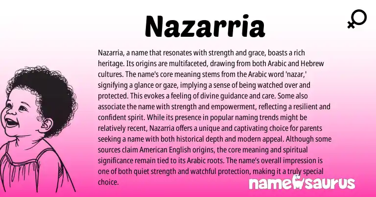 Infographic about Nazarria name meaning, Nazarria is a name from Hebrew, Arabic origin(s).
