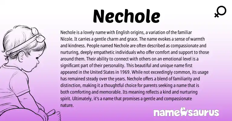 Infographic about Nechole name meaning, Nechole is a name from English origin(s).