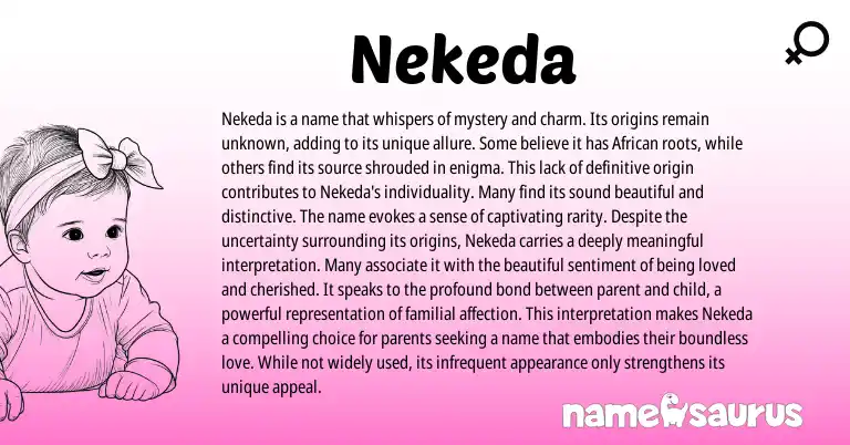 Infographic about Nekeda name meaning, Nekeda is a name from African origin(s).