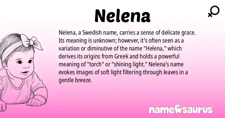 Infographic about Nelena name meaning, Nelena is a name from Swedish origin(s).