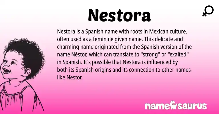 Infographic about Nestora name meaning, Nestora is a name from Spanish (Mexican) origin(s).