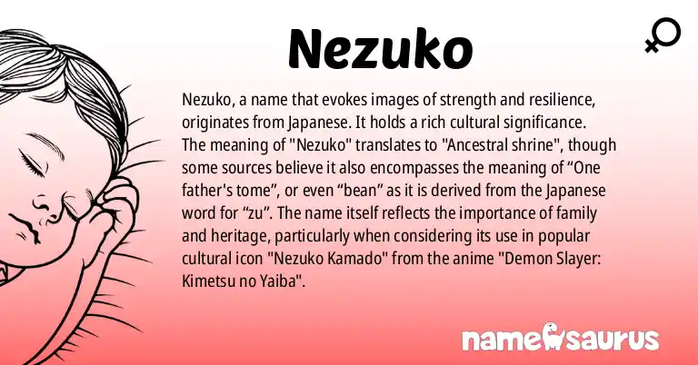 Infographic about Nezuko name meaning, Nezuko is a name from Japanese origin(s).
