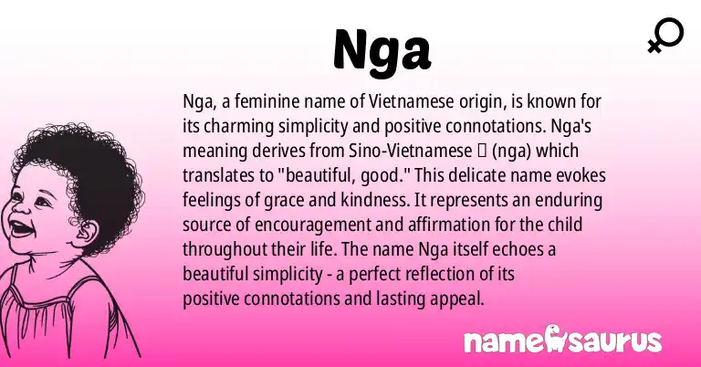 Infographic about Nga name meaning, Nga is a name from Vietnamese origin(s).