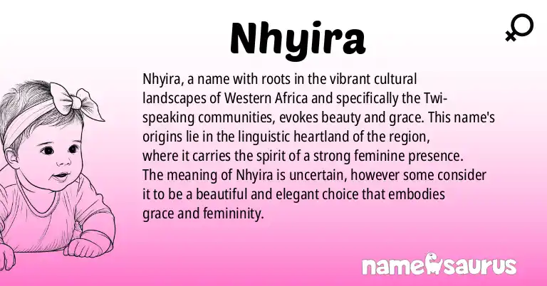 Infographic about Nhyira name meaning, Nhyira is a name from Western African, Twi origin(s).