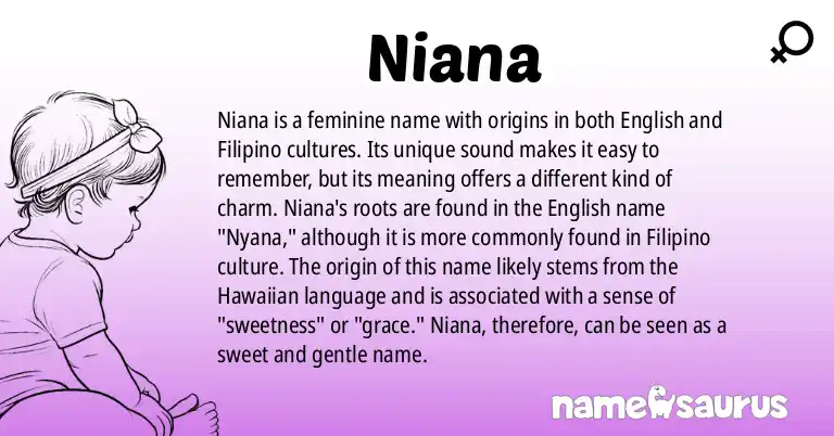 Infographic about Niana name meaning, Niana is a name from English, Filipino origin(s).