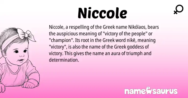 Infographic about Niccole name meaning, Niccole is a name from Greek origin(s).