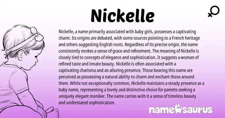 Infographic about Nickelle name meaning, Nickelle is a name from French, American origin(s).