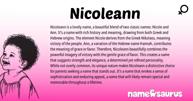 Infographic about Nicoleann name meaning, Nicoleann is a name from Hebrew, Greek origin(s).