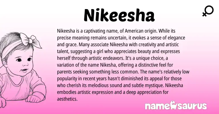 Infographic about Nikeesha name meaning, Nikeesha is a name from Other origin(s).