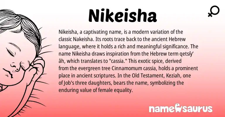 Infographic about Nikeisha name meaning, Nikeisha is a name from Hebrew origin(s).