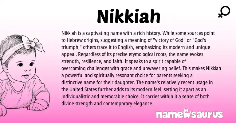 Infographic about Nikkiah name meaning, Nikkiah is a name from Hebrew origin(s).