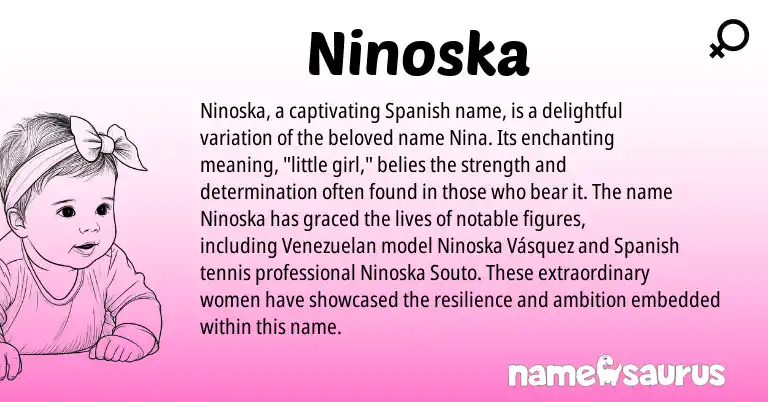 Infographic about Ninoska name meaning, Ninoska is a name from Spanish origin(s).