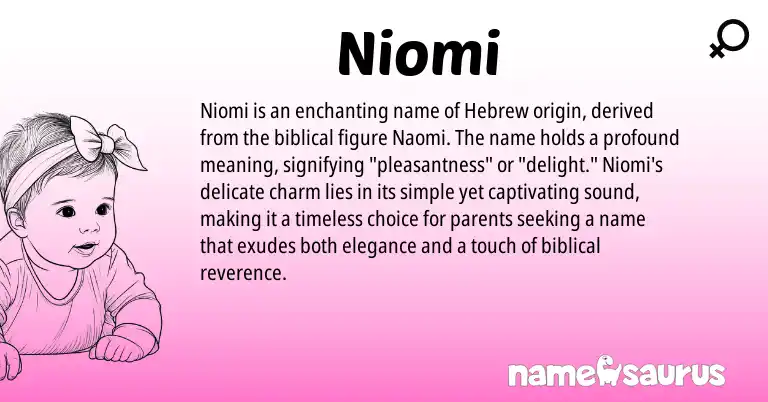 Infographic about Niomi name meaning, Niomi is a name from Hebrew origin(s).