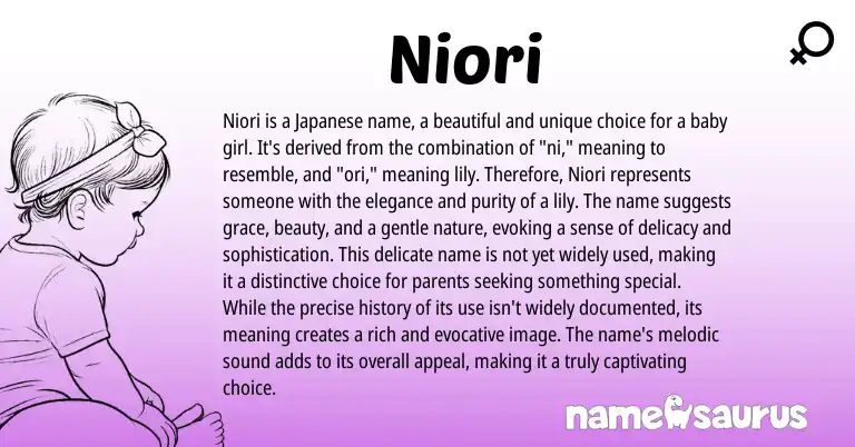 Infographic about Niori name meaning, Niori is a name from Japanese origin(s).
