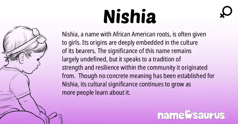 Infographic about Nishia name meaning, Nishia is a name from African American origin(s).