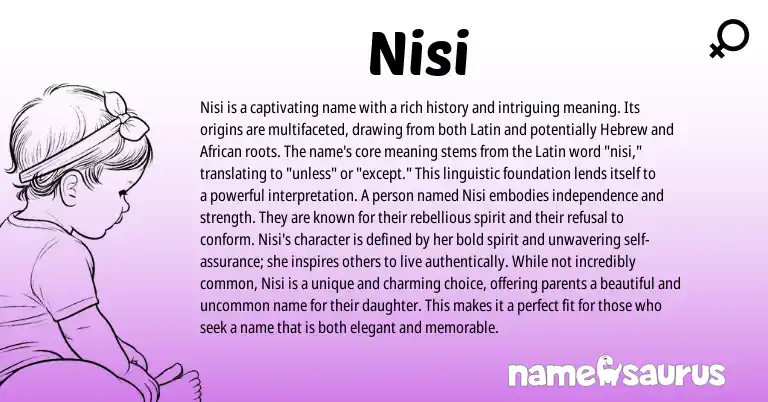Infographic about Nisi name meaning, Nisi is a name from Latin origin(s).