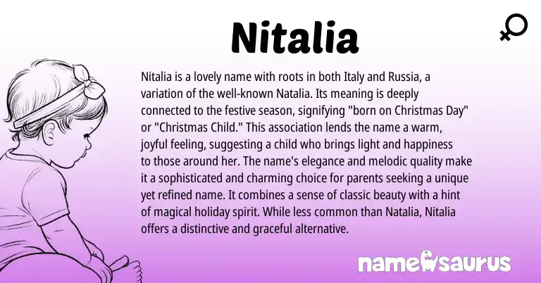 Infographic about Nitalia name meaning, Nitalia is a name from Italian origin(s).