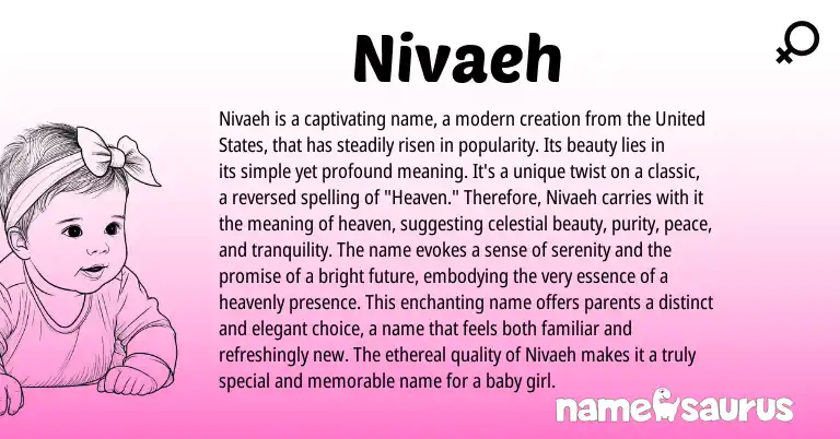 Infographic about Nivaeh name meaning, Nivaeh is a name from English origin(s).