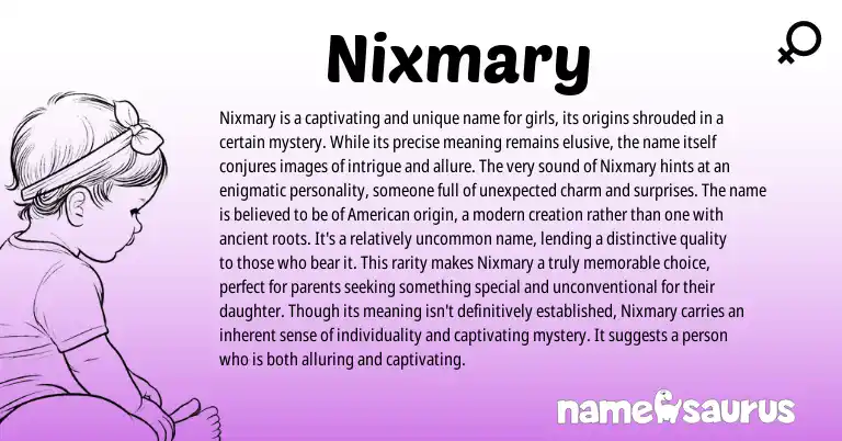 Infographic about Nixmary name meaning, Nixmary is a name from Other origin(s).