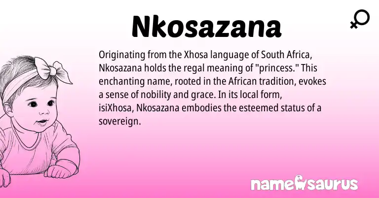 Infographic about Nkosazana name meaning, Nkosazana is a name from South Africa, African, Xhosa origin(s).