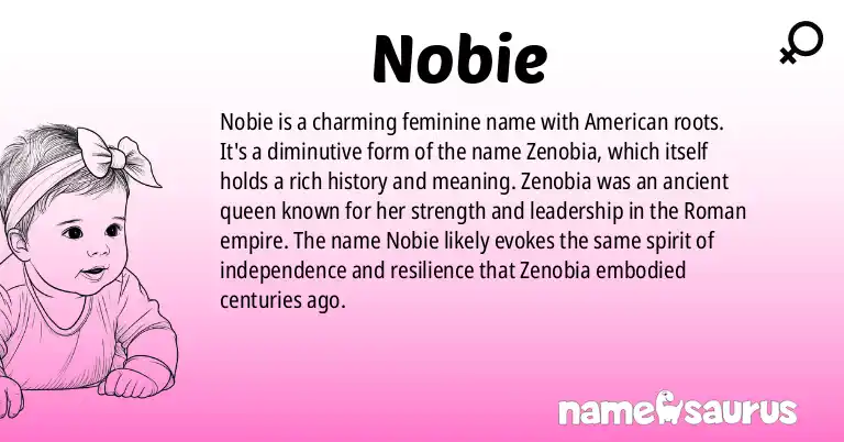 Infographic about Nobie name meaning, Nobie is a name from American origin(s).