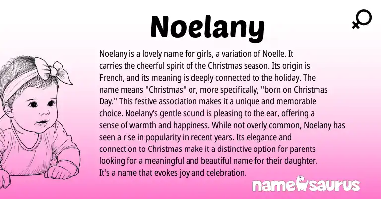 Infographic about Noelany name meaning, Noelany is a name from French origin(s).