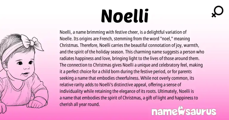 Infographic about Noelli name meaning, Noelli is a name from Latin, French origin(s).