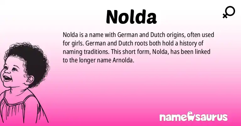 Infographic about Nolda name meaning, Nolda is a name from German, Dutch origin(s).