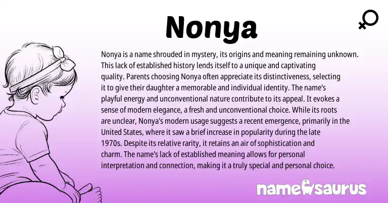 Infographic about Nonya name meaning, Nonya is a name from Other origin(s).
