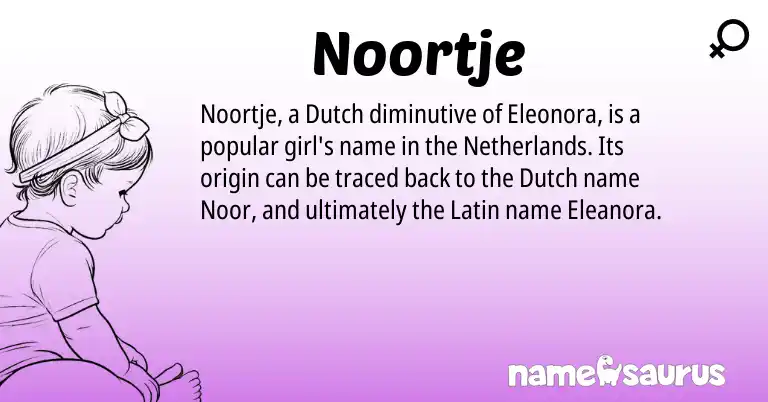 Infographic about Noortje name meaning, Noortje is a name from Netherlands, Dutch, Latin origin(s).