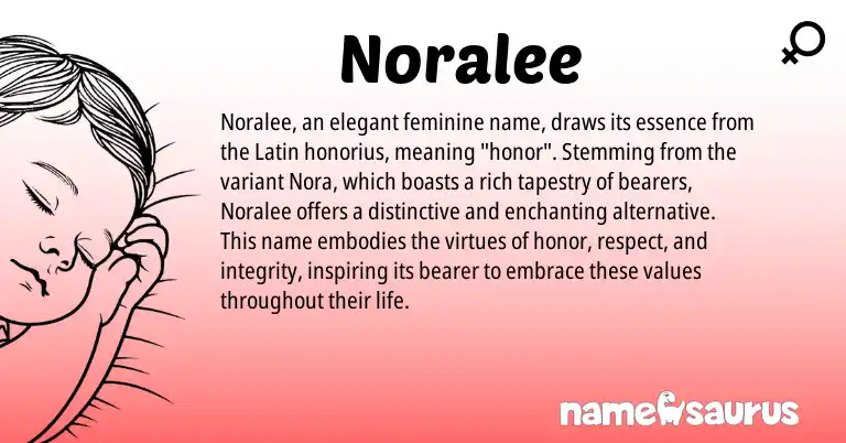 Infographic about Noralee name meaning, Noralee is a name from Latin origin(s).