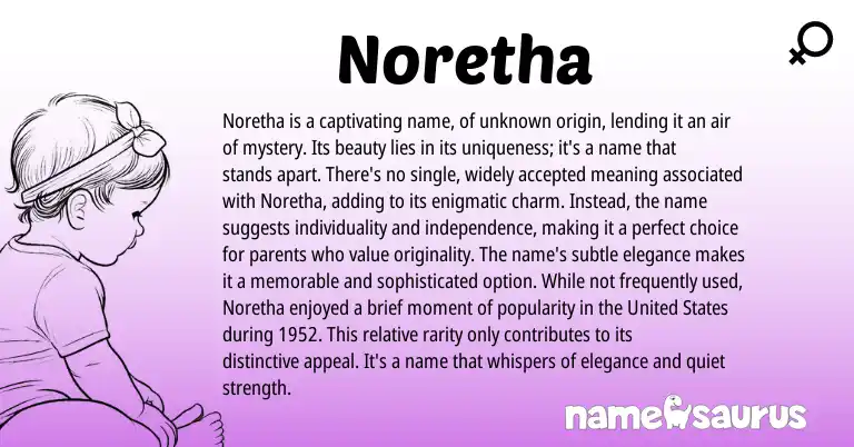 Infographic about Noretha name meaning, Noretha is a name from Other origin(s).