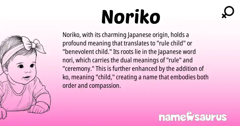 Infographic about Noriko name meaning, Noriko is a name from Japanese origin(s).