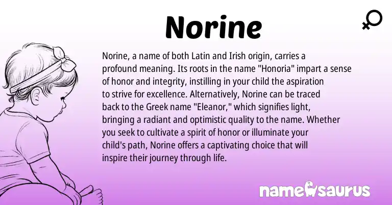 Infographic about Norine name meaning, Norine is a name from Irish, Latin, Greek origin(s).